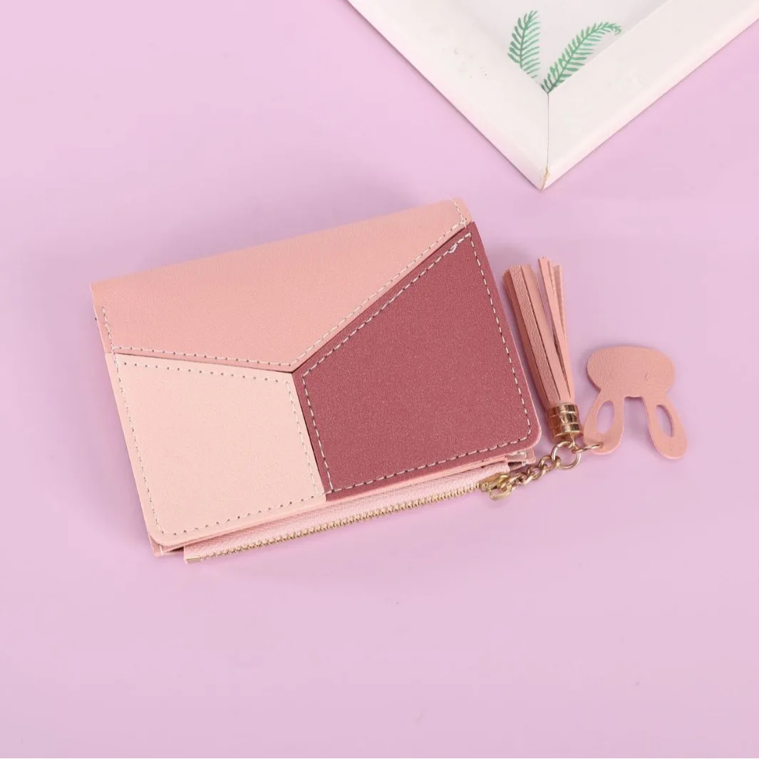 محفظة نسائية قصيرة الراقية محفظة الموضة خياطة التباين اللون طالب السيدات حامل البطاقة محفظة نسائية للعملات المعدنية المحفظة