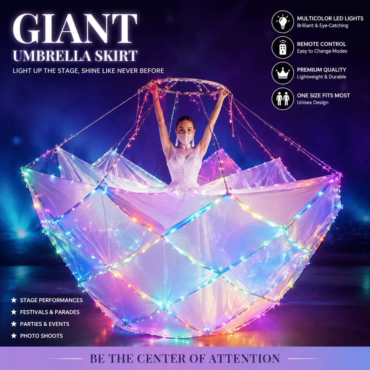 Luminous Umbrella Flower Performance Costume – Interactive Blooming Prop for Theme Park Entertainment