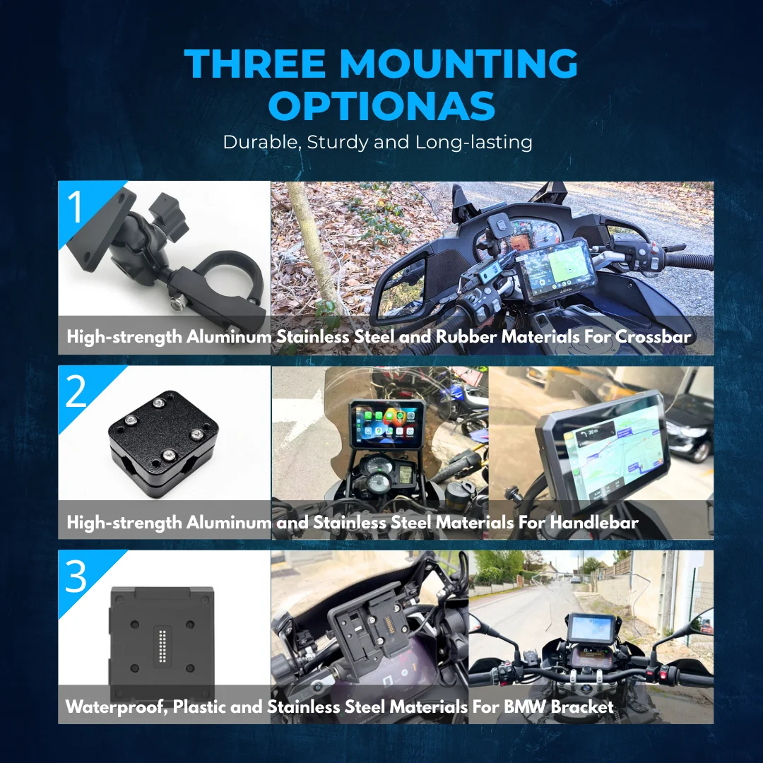 The New 7-inch IP65 Universal Wireless Multimedia Motorcycle Carplay Tablet Android Auto with Camera TPMS
