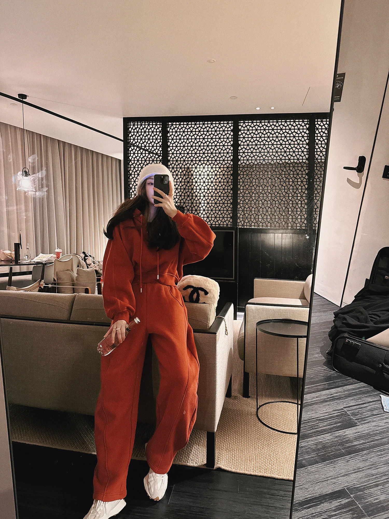 

Lilylikes Spor Outfits Fce Lined Hooded Sweatirt And Banana Sweatpants Set Women's Casual Sle Two Piece Set Cotton B...