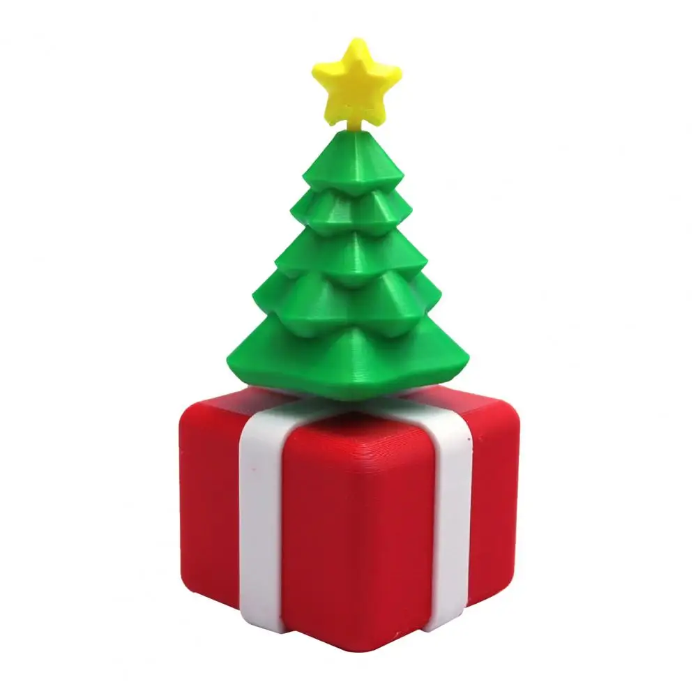 Holiday Decor Gift Festive 3d Printed Christmas Ornament Pop-up Box Fidget Toy Xmas Tree Clicker Spinning Top Stress for Kids