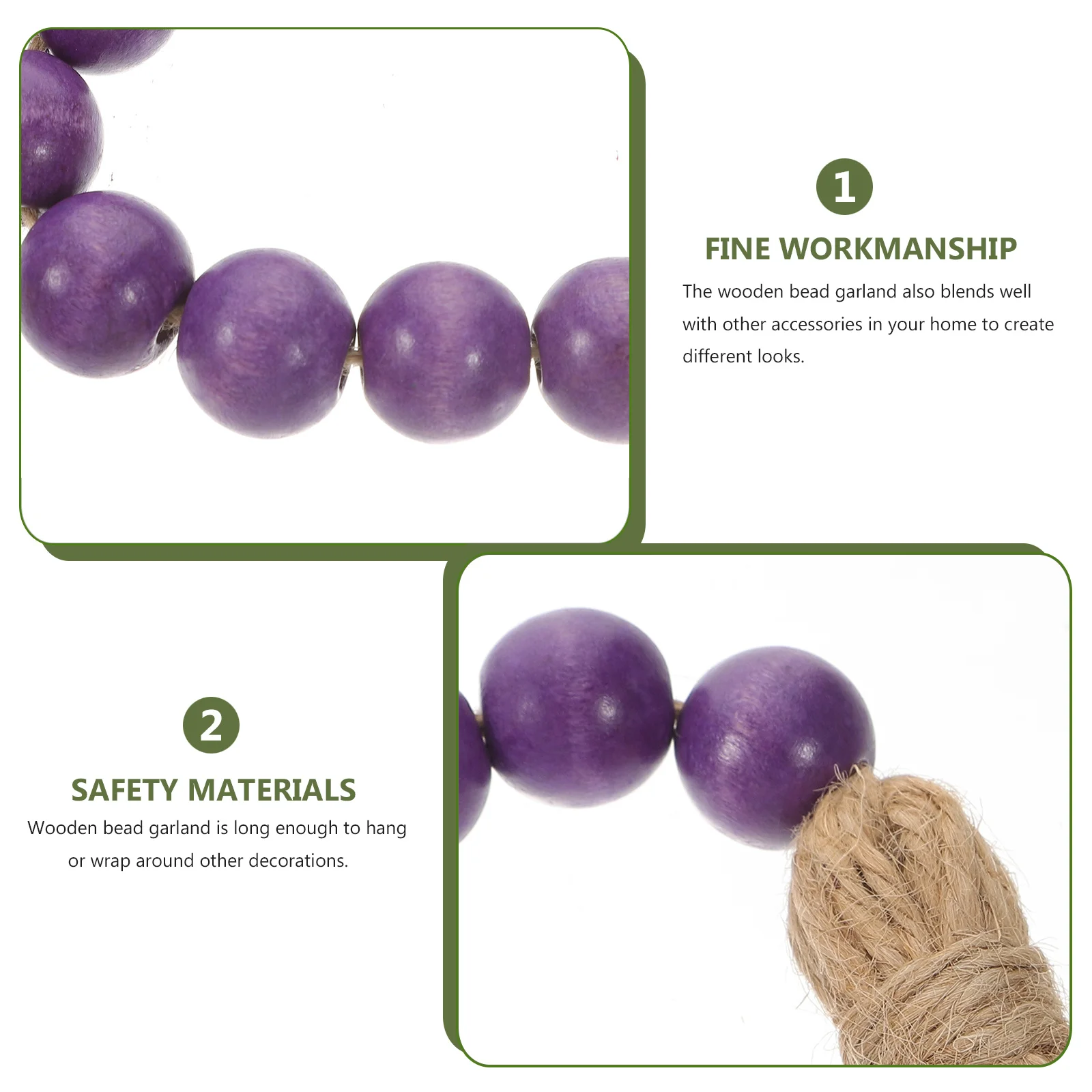 

3Pcs Tassel Beaded String Hanging Ornaments Rustic Wood Beads Home Decoration Wood Beads Garlands Decorative Garlands