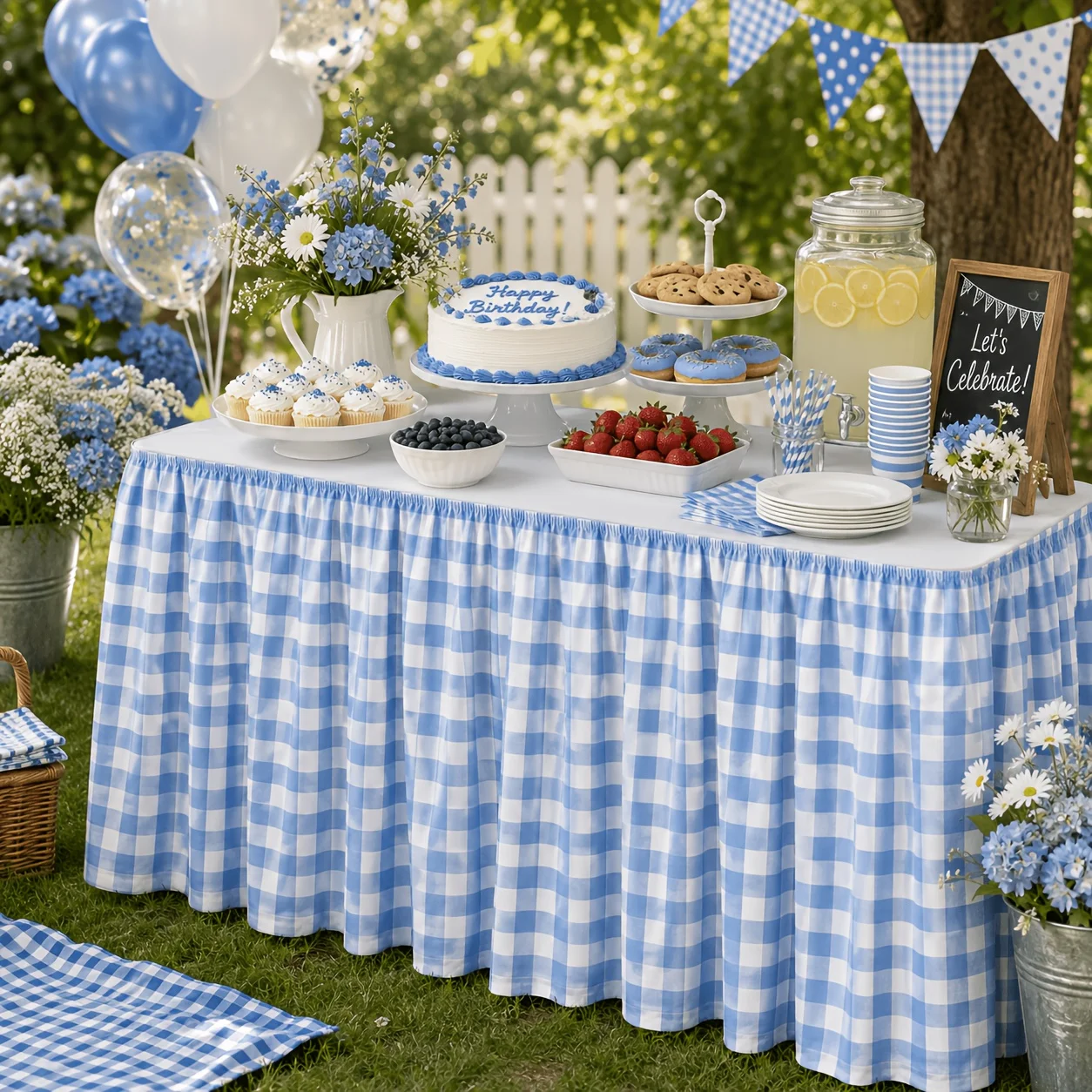 Halloween, Party Table Flag, Blue Checkered Tablecloth, Tablecloth Welcome Table, and Daily Dining Table Decoration