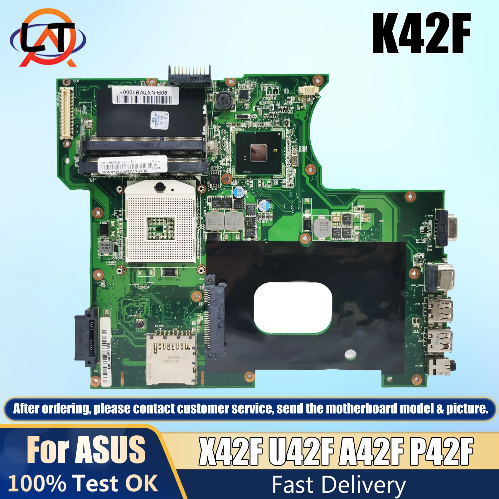 

Notebook K42F Mainboard For ASUS X42F U42F A42F P42F Laptop Motherboard HM55 PGA-989 100% Test OK