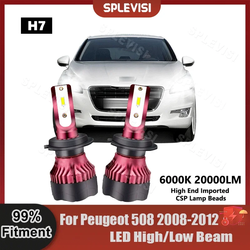 

2Pcs H7 LED Headlight High/Low Beam Light Bulbs For Peugeot 508 2008 2009 2010 2011 2012 faros led para auto