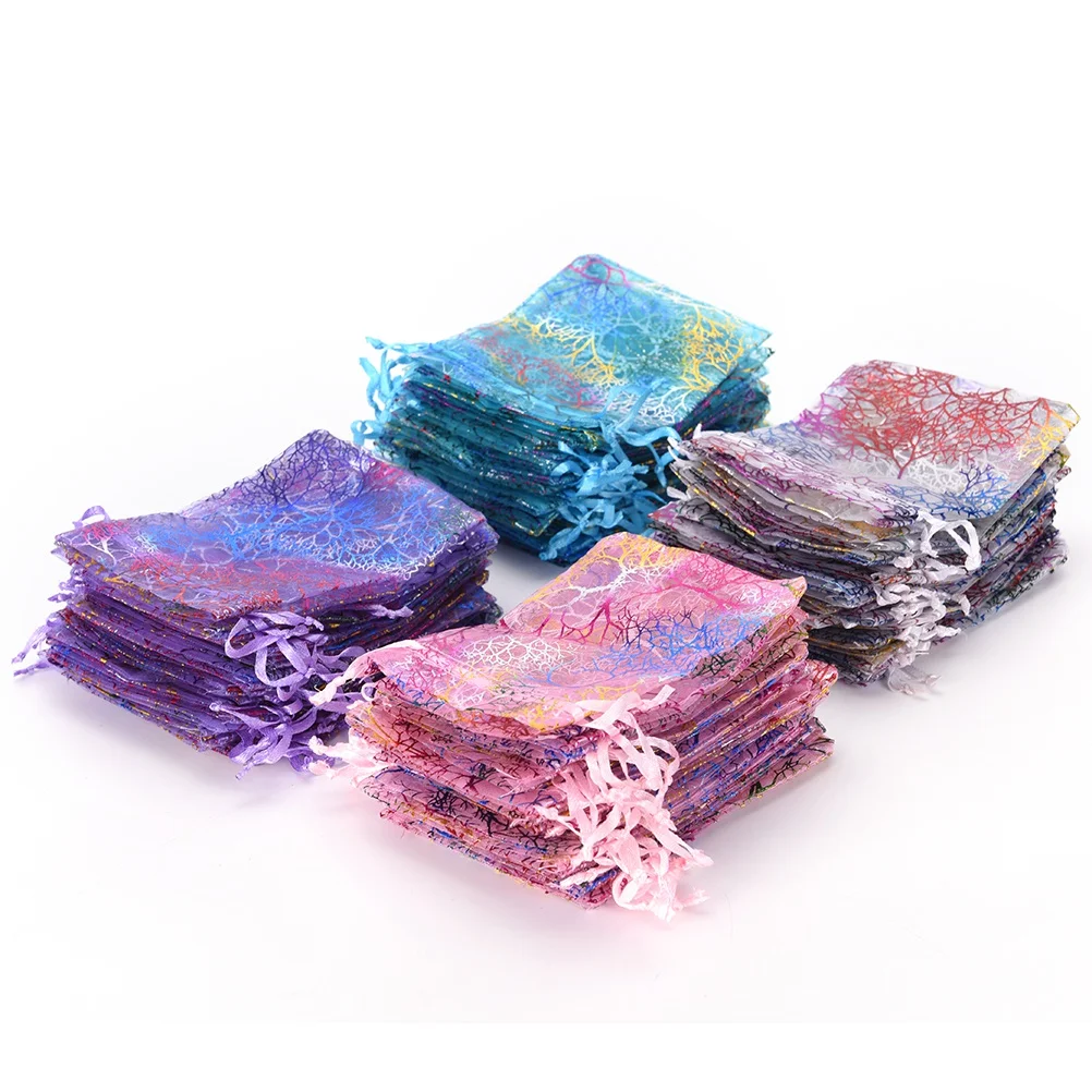 100PCS Colorful Organza Bag,Jewelry Packaging Bag,Wedding Gift Drawstring Bag,Candy Pouches for Wedding Party Valentine\'s