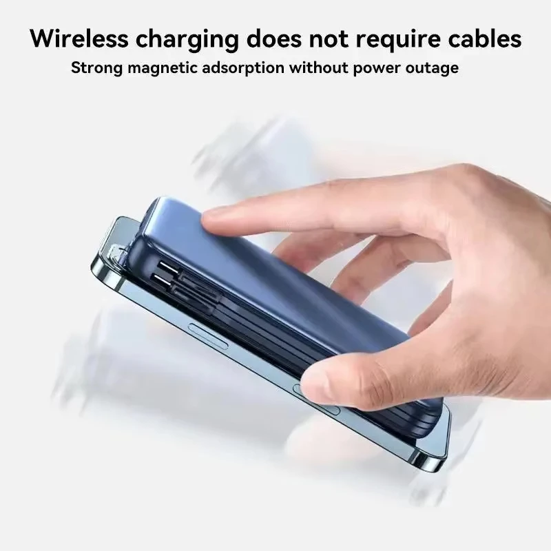 Xiaomi Power Bank 50000mah Wireless Charging Magsafe Power Bank Magnetic Charging Built-in Wire Mobile Phone Battery For Iphone