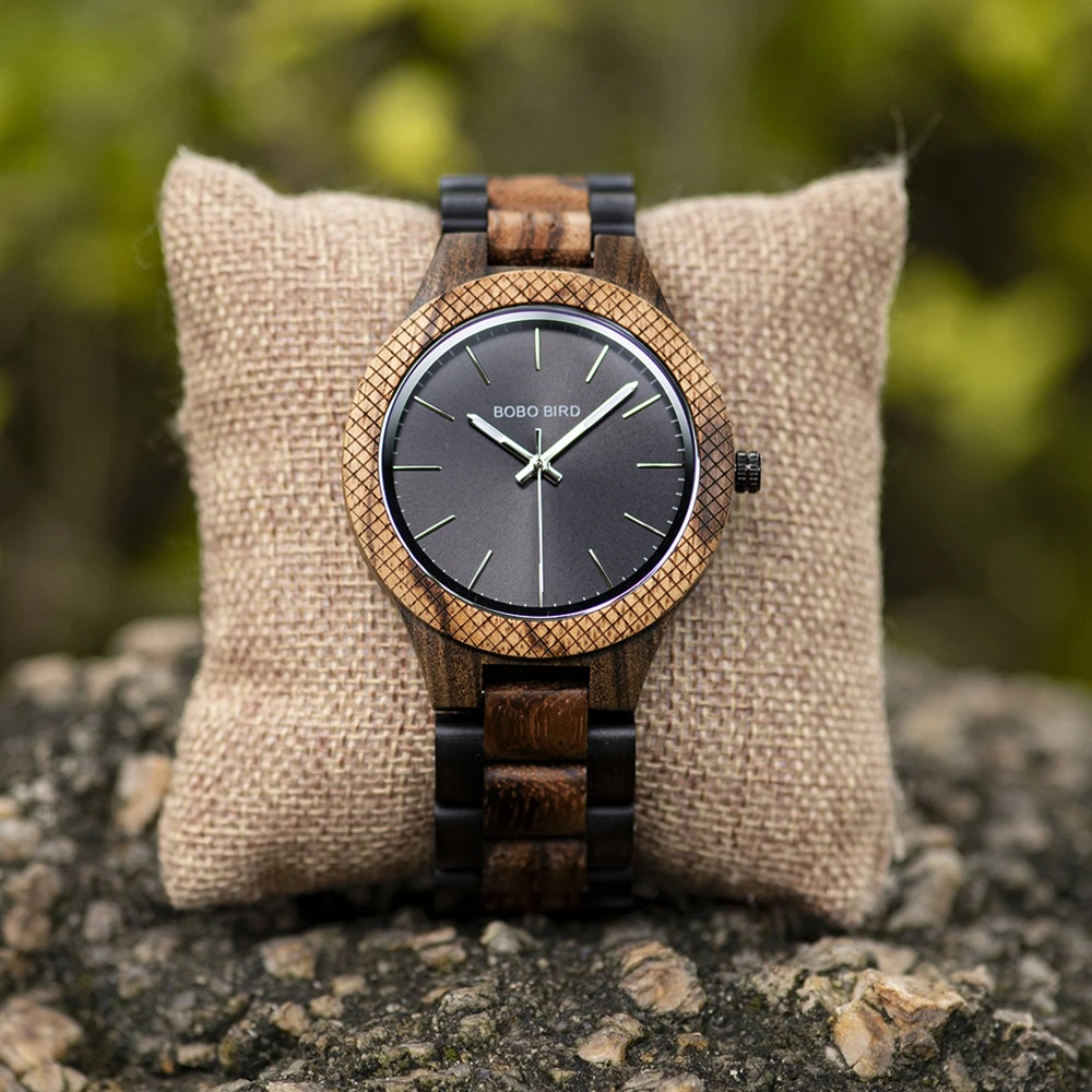 Bobo Vogel Holz Uhr Herren Quarzuhren Uhren Reloj Hombre Uhr Holz Armbanduhr mit Geschenk box benutzer definierte Drops hipping