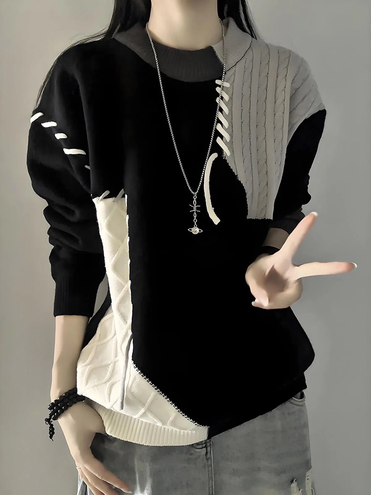 

Retro Color Blo Knitwear round Ne Men's Casual Sle Inner Wear Outdoor Heavyweight Top Warm Comfortable Long Sve Sweater