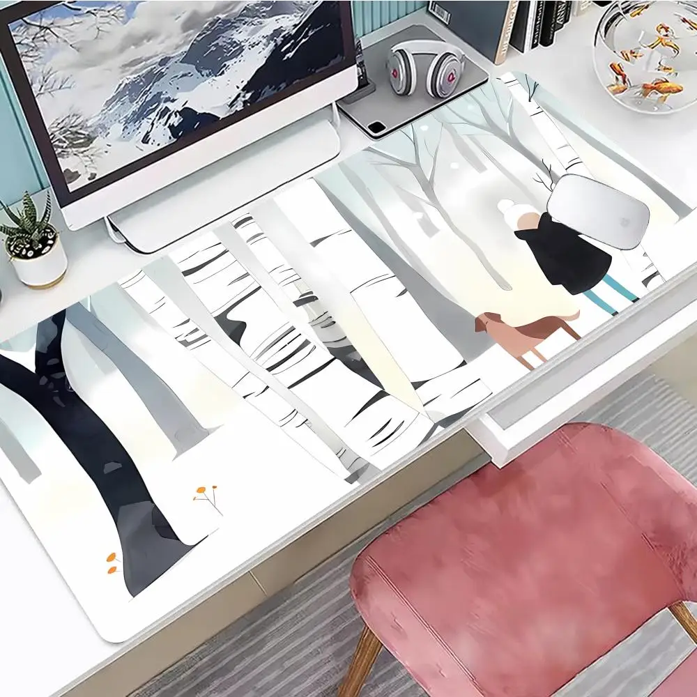 

Birch Forest Mouse Pad Gaming Mouse Pad, Mouse Pad with Edges and Non-Slip Rubber Base, Extended Mouse Pad