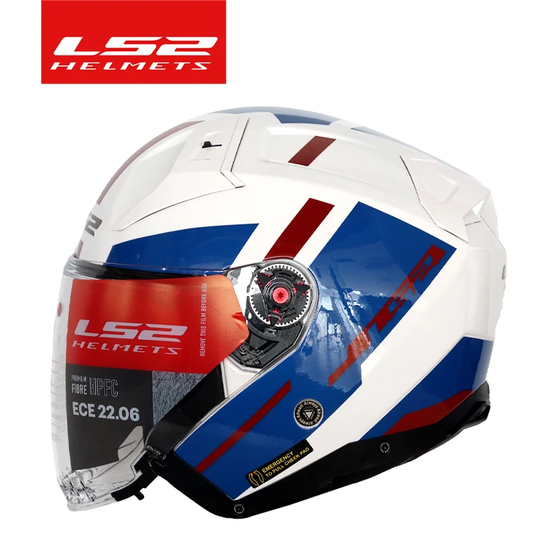 Casco Moto LS2 OF603 Unisex Quattro Stagioni con Doppia Lente, Mezzo Casco per Veicoli Elettrici, Casco Tre Quarti