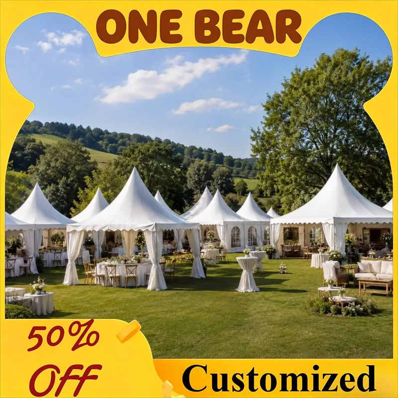 Customizable White Pagoda Tent Peak Top Roof Aluminum Four Leg Frame Outdoor Canopy Shelter For Wedding Trade Exhibition Events