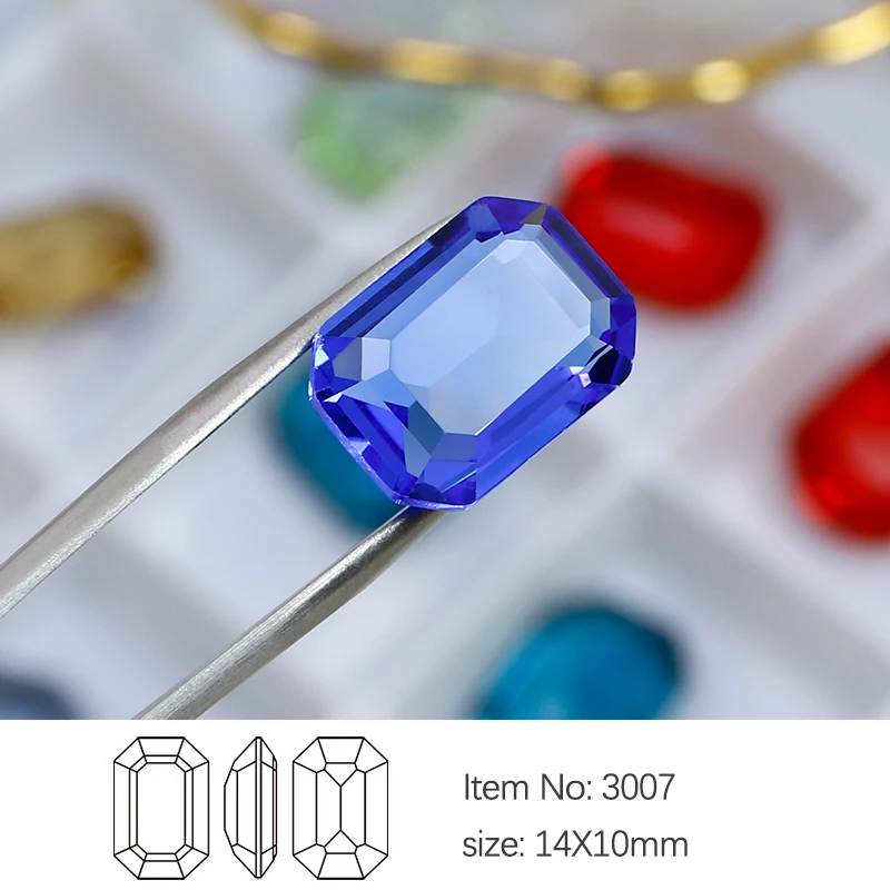 10x14mm Rectangular Octagon Transparent Nail Crystal  Decoration for women\'s Clothing and Beads for Needlework