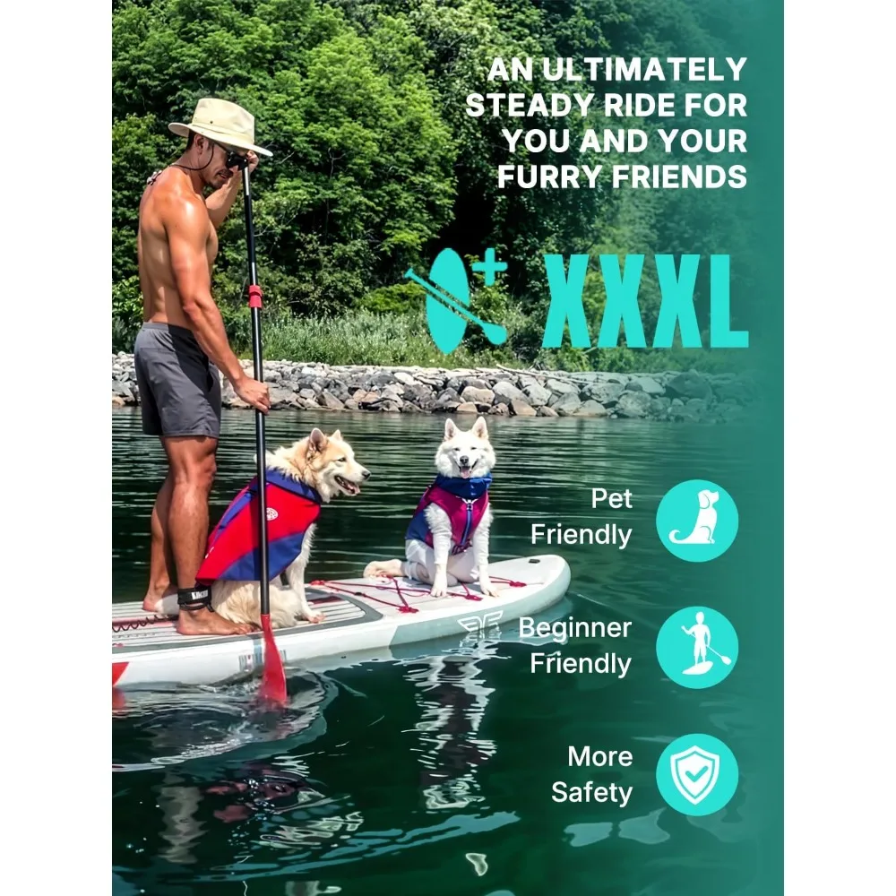 لوح مجداف كبير جدًا قابل للنفخ، SUP لشخصين/عائليين، لوح مجداف واقف مع حقيبة هاتف مقاومة للماء - ترقية جديدة