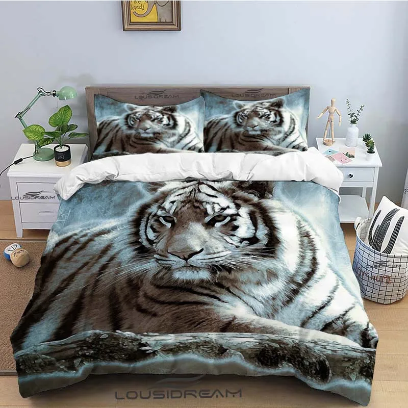 

Tiger Lion Bedding Set Animals Cartoon Duvet Cover Panther Comforter Bed Single Twin Full Queen Size Youth Kids Girl Boys Gift