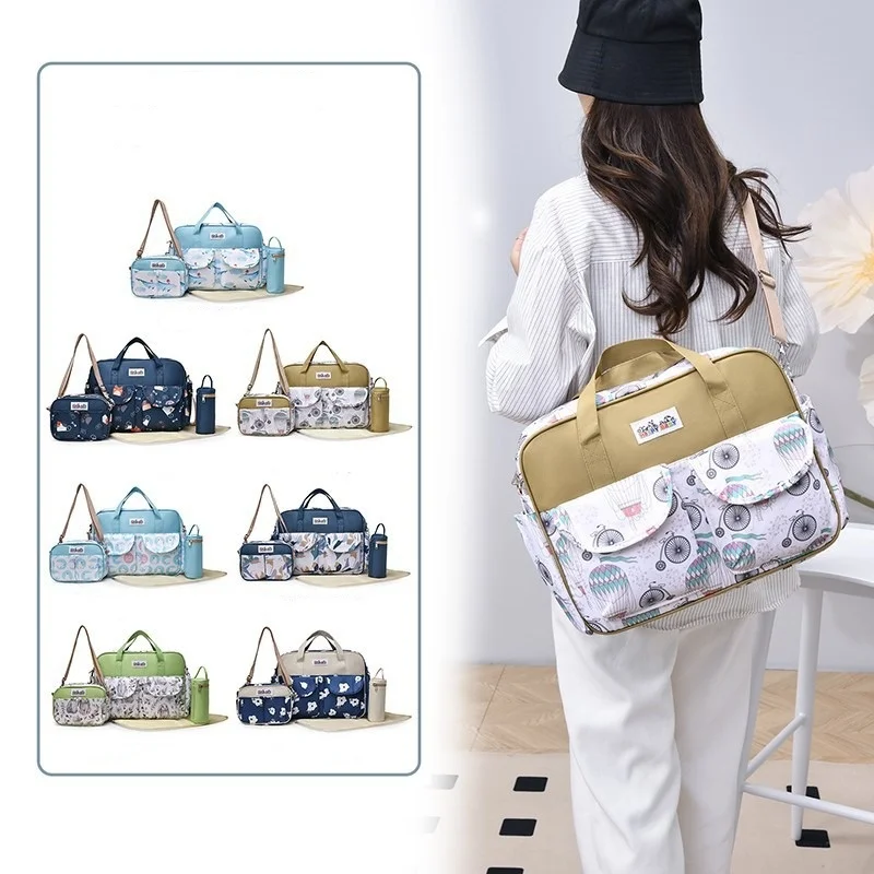 4Pcs Mama Bag - Multi-functional single-shoulder / hand-held waterproof baby mother outdoor bag, hand-held maternity bag