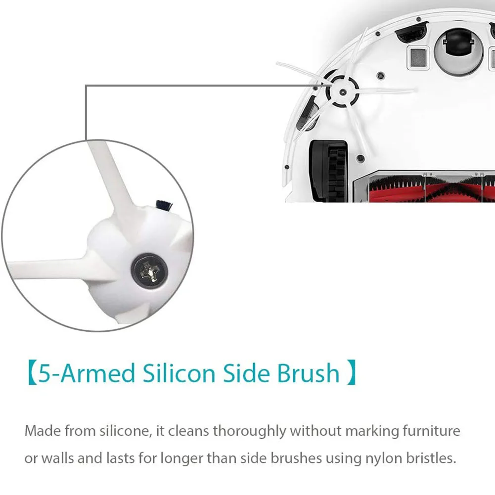 Cepillo lateral para Xiaomi Roborock S7, S7 Max, S7, Maxv, T7S, T7S Plus, S6, S5 MAX, S50, S55, E35, E2, Robot aspirador, piezas negras