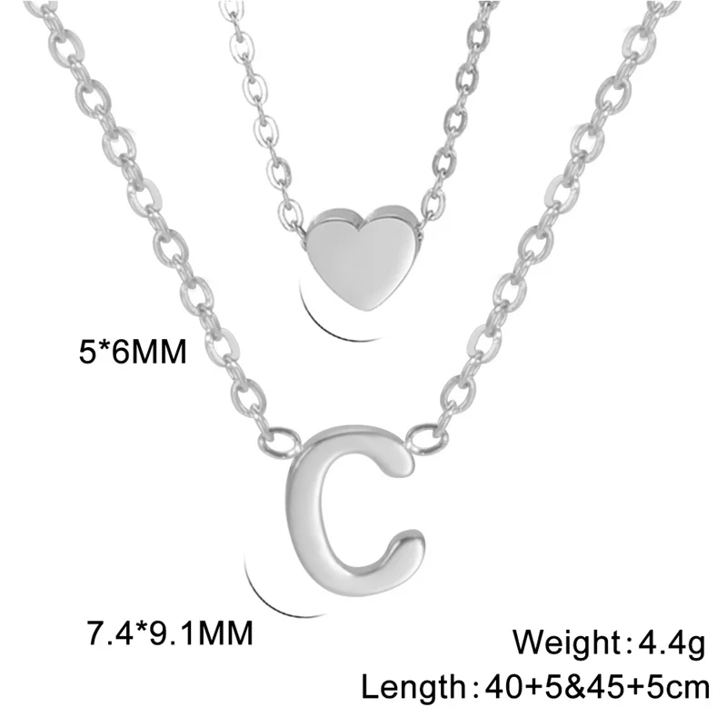 Mode Tiny Herz Initial Halskette Gold Silber Farbe Multilayer Brief Choker Halskette Für Frauen Charme Anhänger Schmuck Geschenk – Detail 20