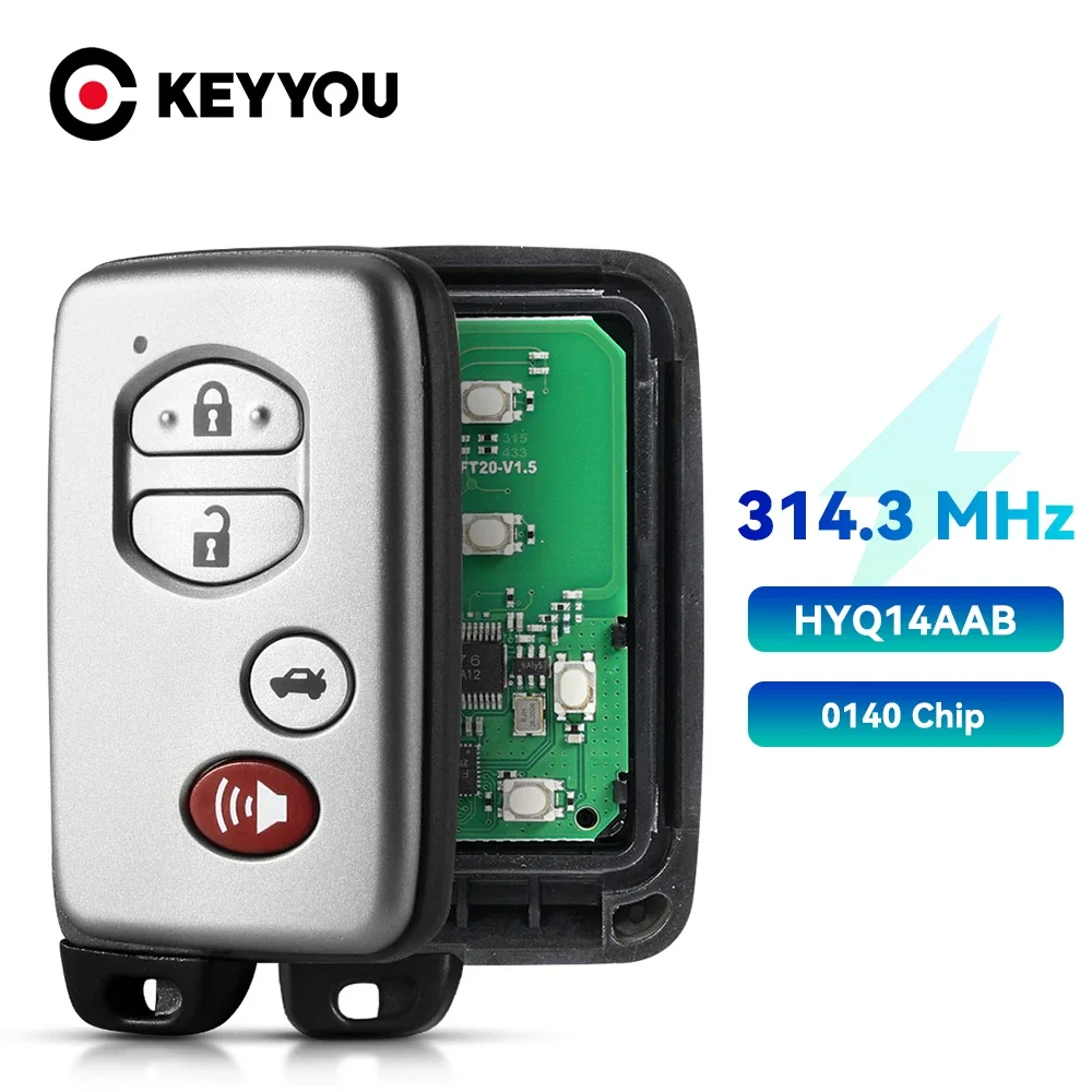 

KEYYOU HYQ14AAB 0140 Smart Proximity Remote Key 4 Buttons ASK 314.3MHz For Toyota Camry Avalon Corolla 2007-2011