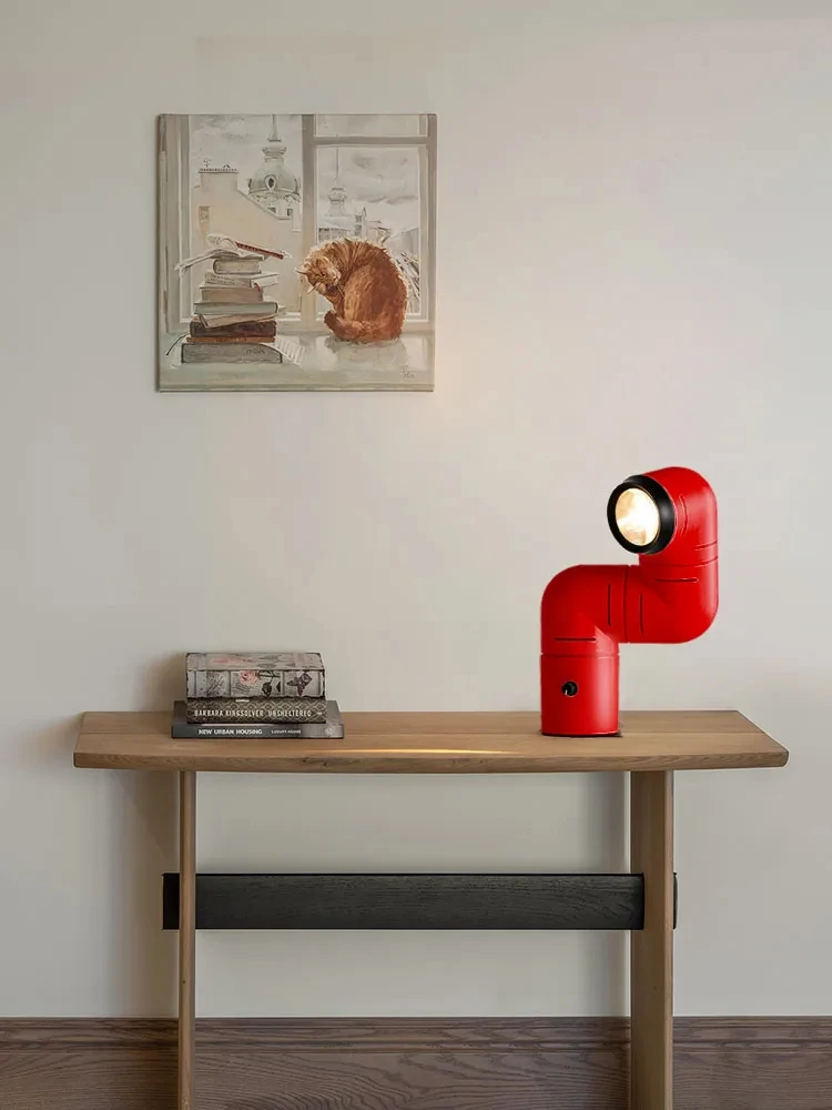 Mobile rotating red and white desk lamp, vertical water pipe floor lamp, and modern creative style wall lamp YX456TB