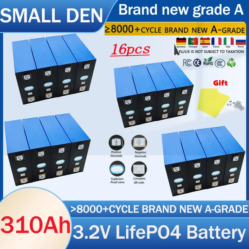

16pcs 3.2V 310Ah Lifepo4 rechargeable lithium iron phosphate battery is used as a portable backup power source for RVs and boats