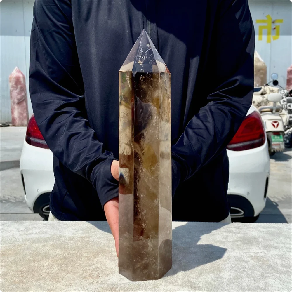 Large Natural Clear Smoky Quartz Crystal Wand Point Obelisk Specimen Reiki