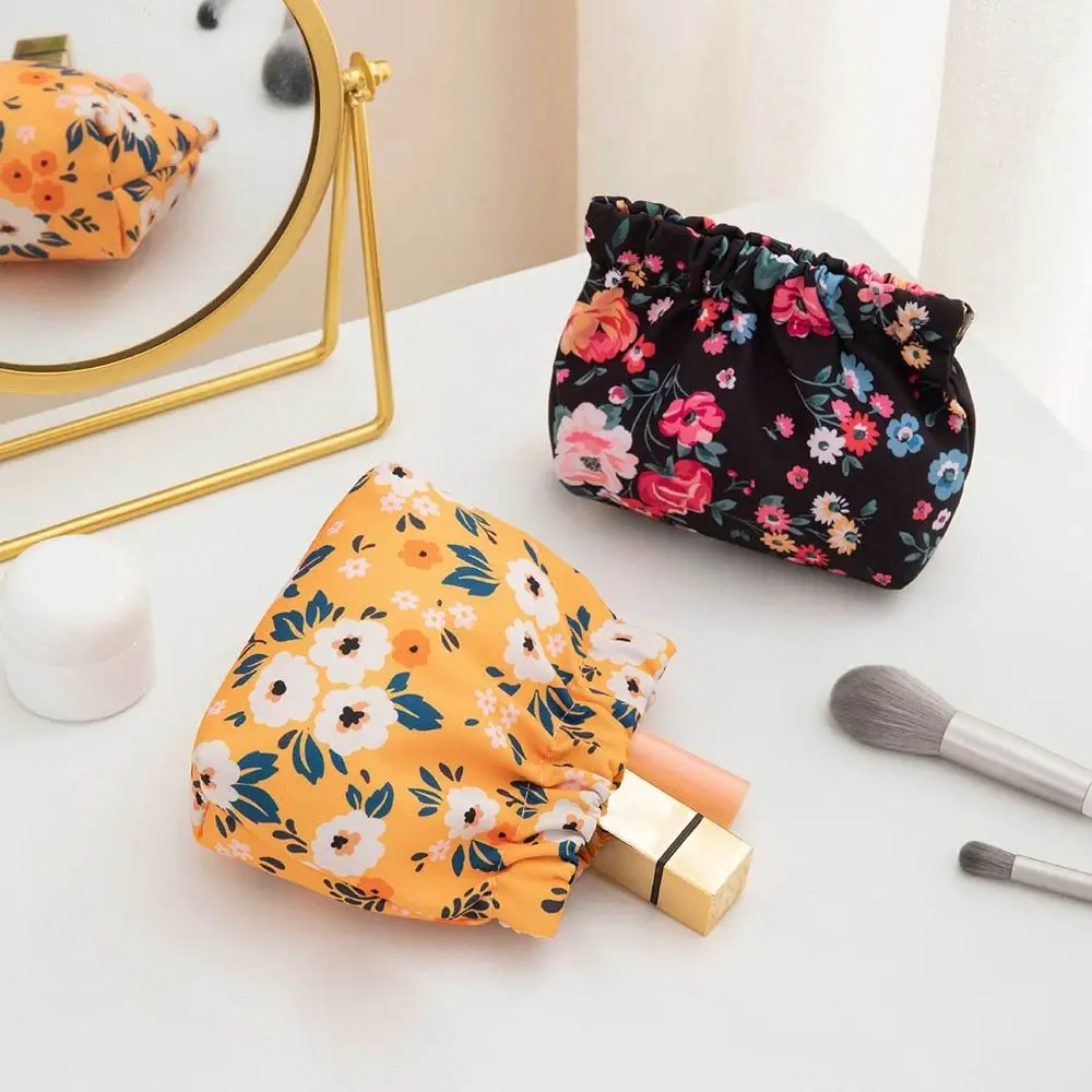 새로운 천 부품 가방 자동 닫힘 휴대용 화장품 가방 미니 보관 가방