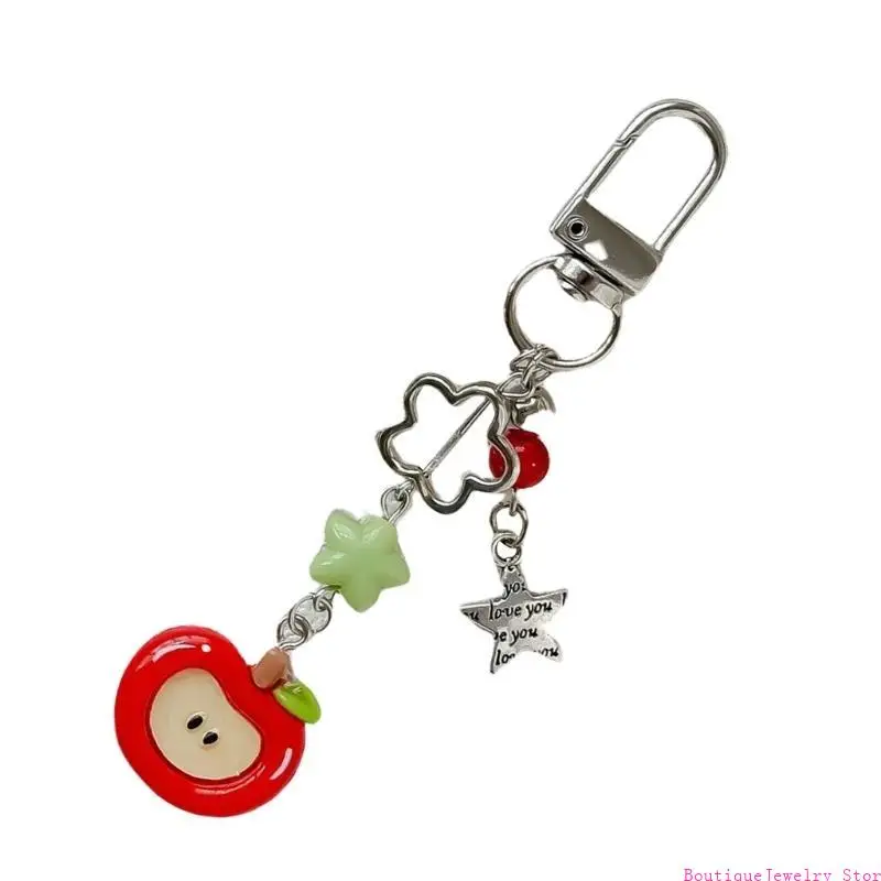 E1PE Unique Phone Charm Pendant Fashionable Fruit Beaded Pendant Keychain Women Bag Purse Ornament Handbag Accessories