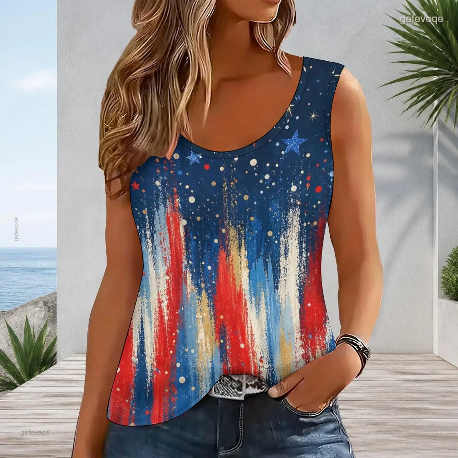 Ladies U Neck Tank Top Sleeveless Slim Basic Vest Simple Casual Undershirt Custom Printed Women Inner Outer Tops