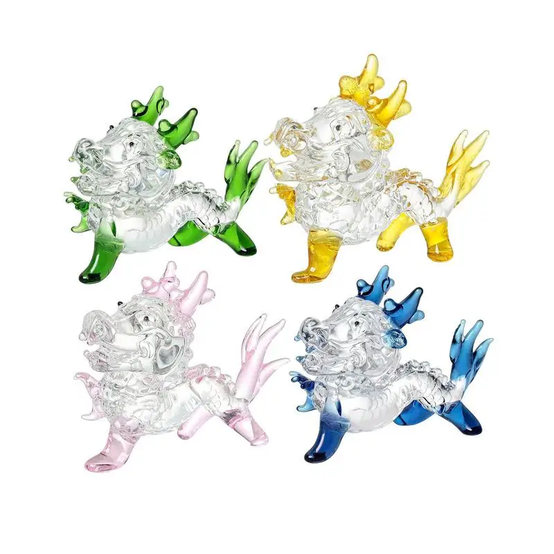 Chinese Crystal Dragon Figurine Ornaments Twelve Zodiac Loong Portraits Feng Shui Crafts Glass Art Shop Opening Gifts Room Decor