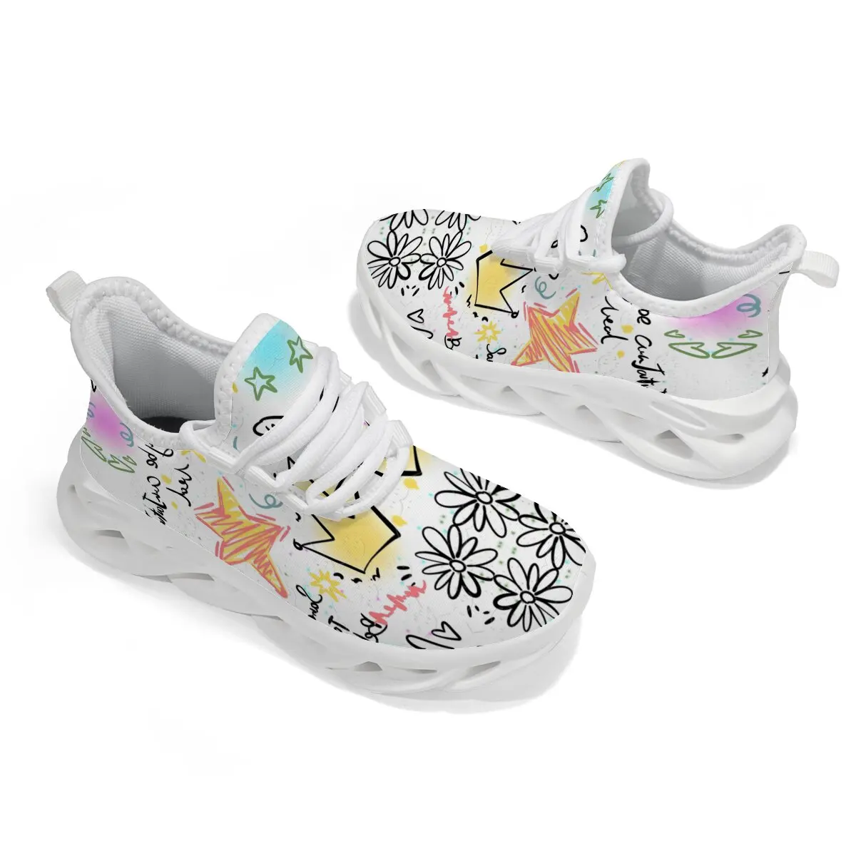 

New Mesh Sports Shoes Casual Children's Flat Brand Soft and Breathable Summer Floral Skull Rainbow Color Butterfly Design