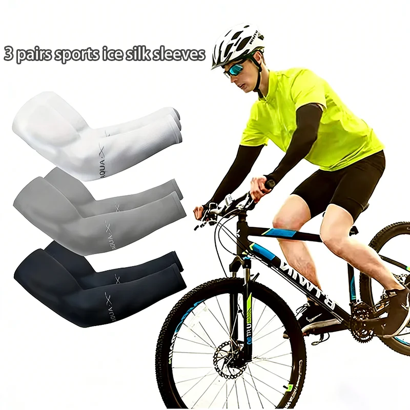 

3Pairs Fashion UV Sunscreen Sleeves for Men and Women Summer Outdoor Sports Protection Cool High Elasticity Fishing Sleeves