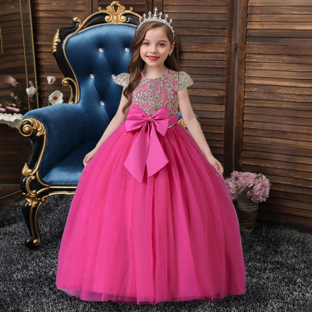 European Girls\' Wedding Dress Pengpeng Princess Dress Host Piano Performance Dress Children\'s Christmas Evening Dress