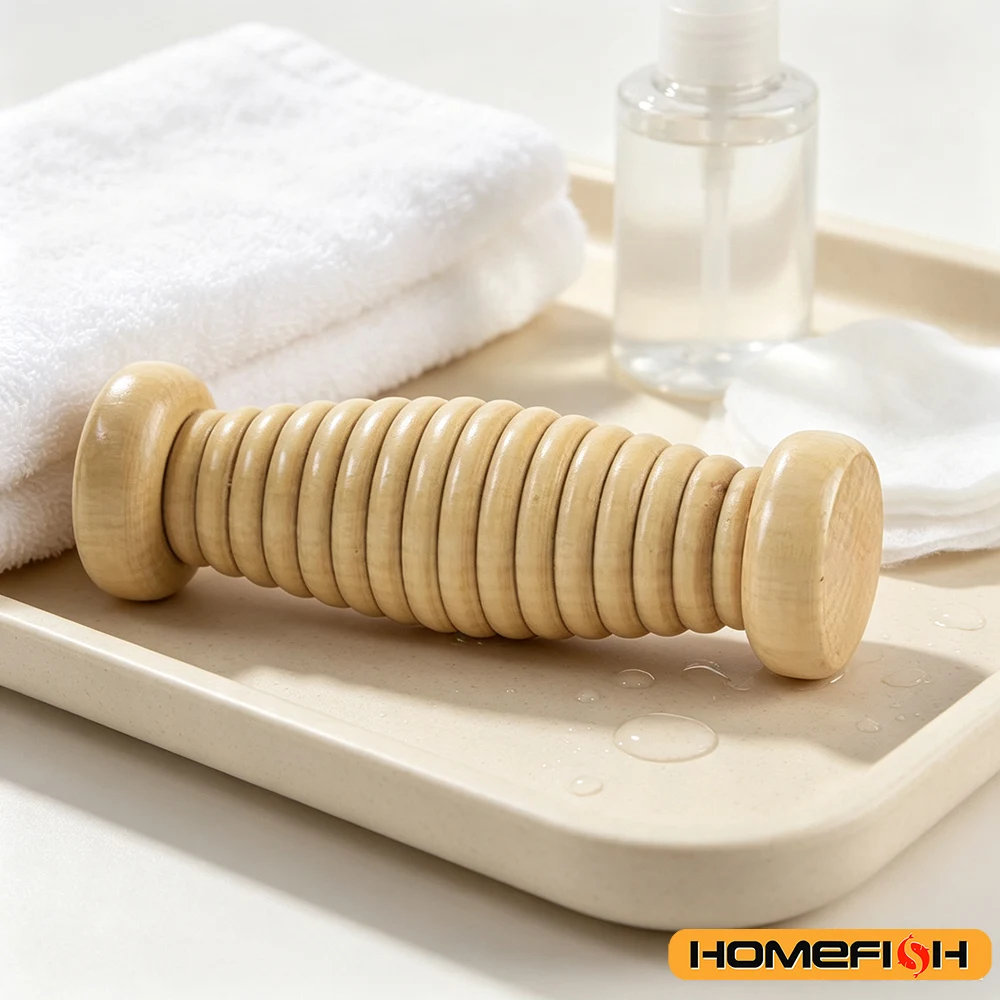 Wooden Massager Body Back Wooden Foot Roller, Foot Massager for Plantar Fasciitis, Relaxation view 3