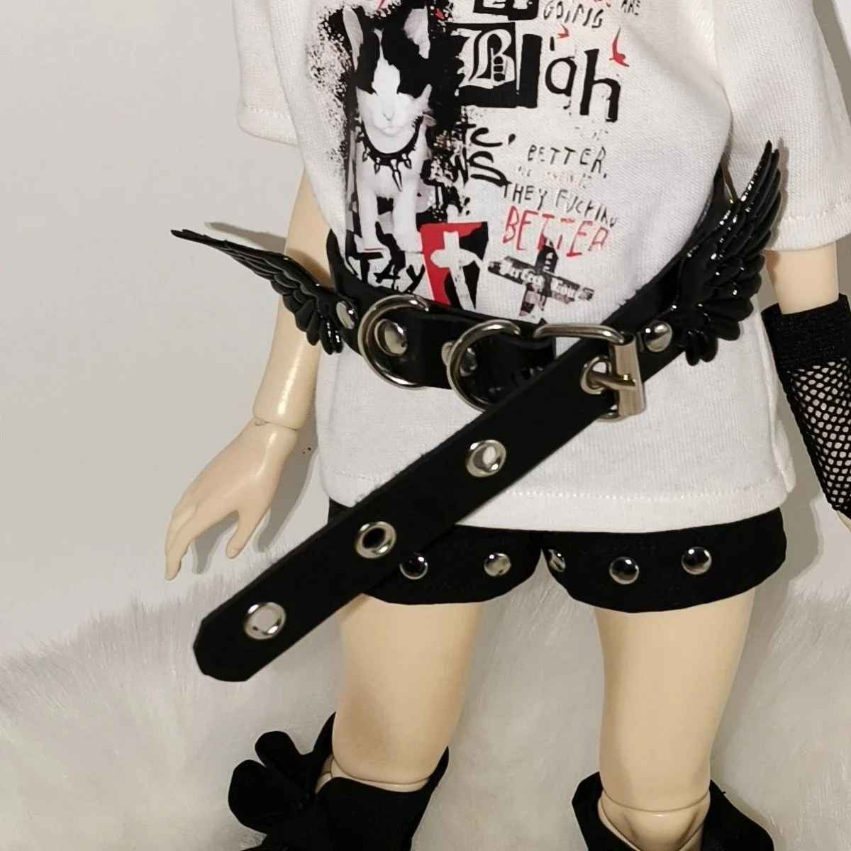 1/4 1/6 roupas de boneca terno top + shorts + capas de perna + cinto + colar para 45/30cm boneca bjd vestir-se brinquedos de menina acessórios de boneca, sem boneca