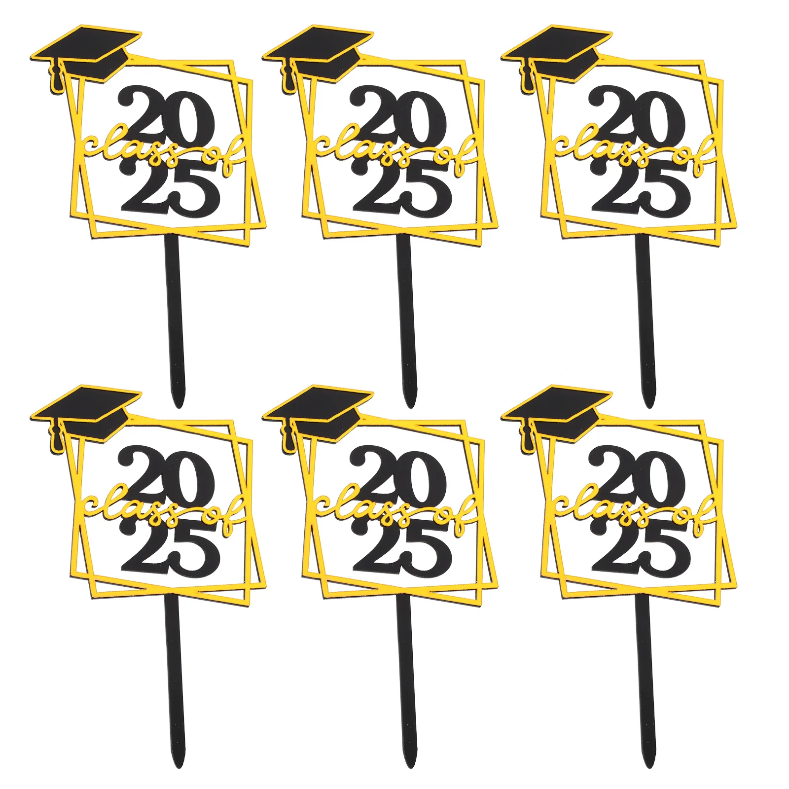 

6Pcs Graduation Acrylic Cake Toppers Reusable Graduation Party Cake Decor College Grad Celebration Supplies 2025