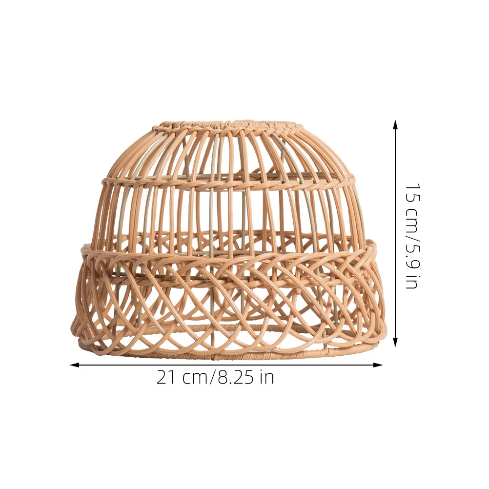 Imitation Rattan Woven Lampshade Small Size Rustic Pendant Lamp Shade for Kitchen Bar Tea Room Ceiling Light Replacement