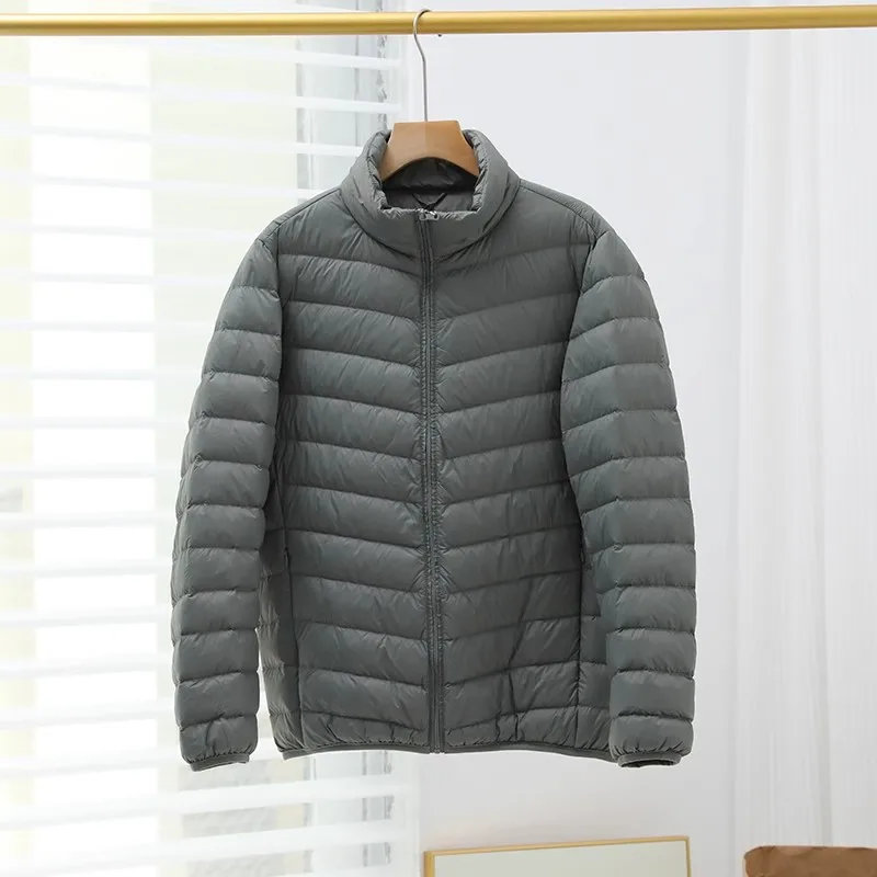 2024 Autumn Winter Men Stand Collar Down Coat Light Thin White Duck Down Jacket Male Short Bigsize Warm Puffer Parkas Outwears