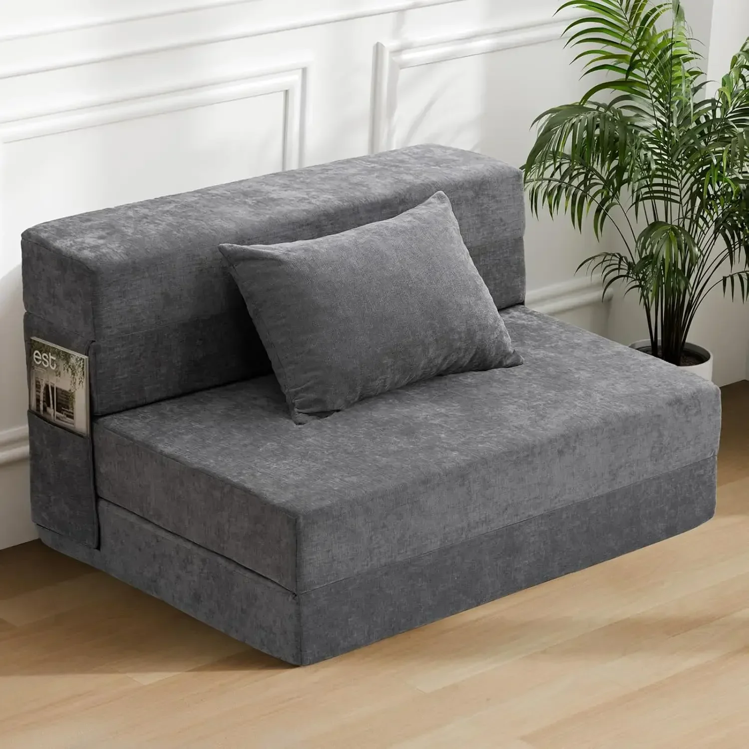Folding Sofa Bed - Convertible Sleeper Chair with Pillow, Fold Out Couch, Memory Foam Floor Mattress, Futon Couch, Lazy Sofa for