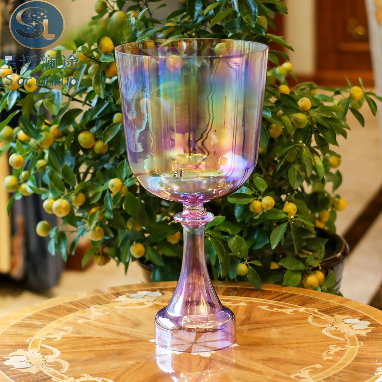 Star Linkup High-Quality Purple Aurora Gradient Holy Grail Alchemy Quartz Crystal Bowl, Iridescent Color-Shifting Healing Resonance Holy Grail Bowl Made with Alchemy Craftsmanship, Sound Vibration Instrument for Yoga Meditation, Chakra Activation, Cosmic view 3