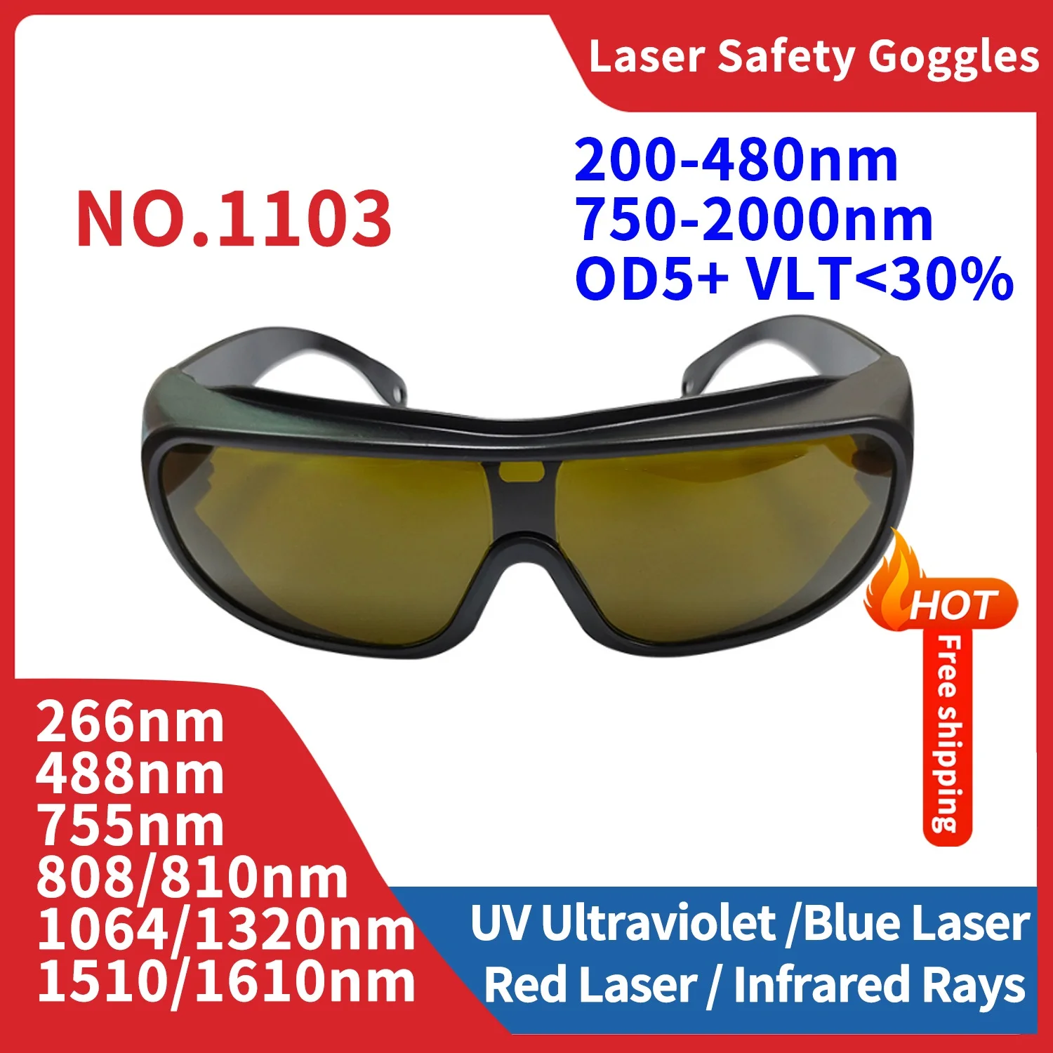 Safety Laser Glasses lentes de seguridad industriales dental Protective Goggles Eye Protection 200-1000nm Wavelength Men Wom