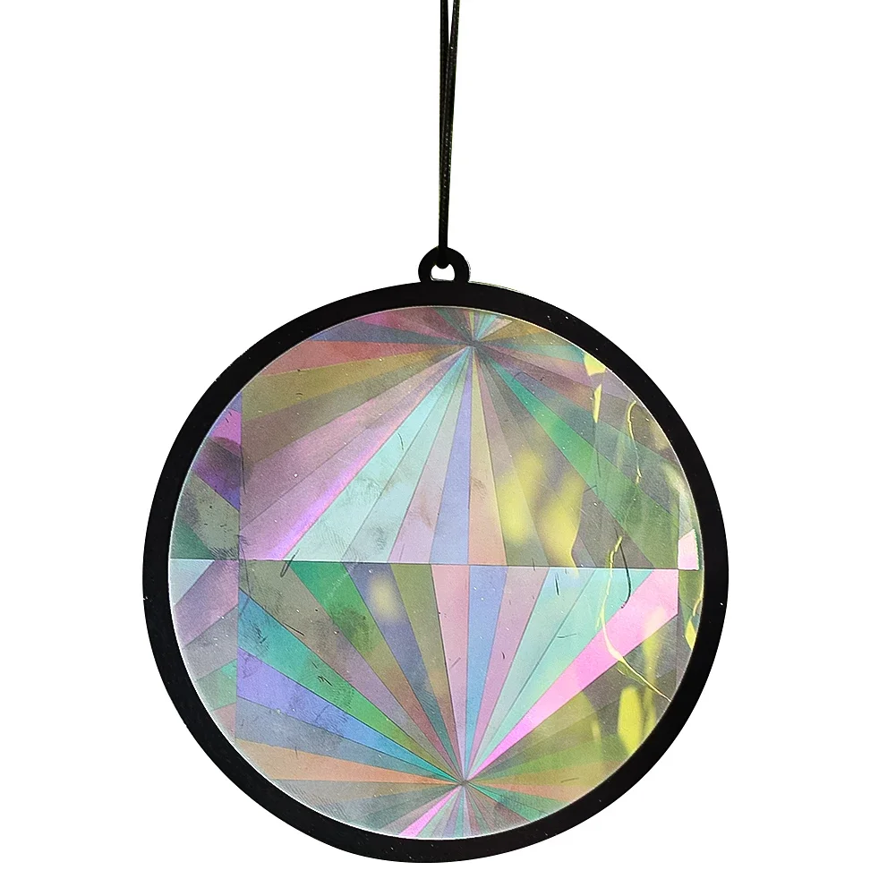 12cm Rainbow Aurora Acrylic Streamer Sun Catcher Refraction Round Pendant Prism Reflectors Charms Dangle Wedding Party Hanging