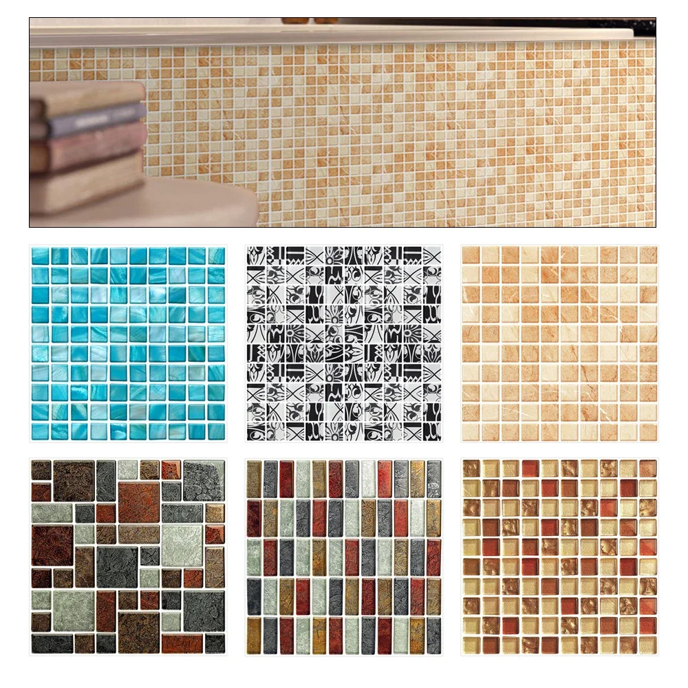 

20Pcs 3D Mosaic Wall Tiles Peel Stick Self Adhesive Backsplash Diy Kitchen Bathroom Wall Stickers Vinyl Wallpaper Home Decor