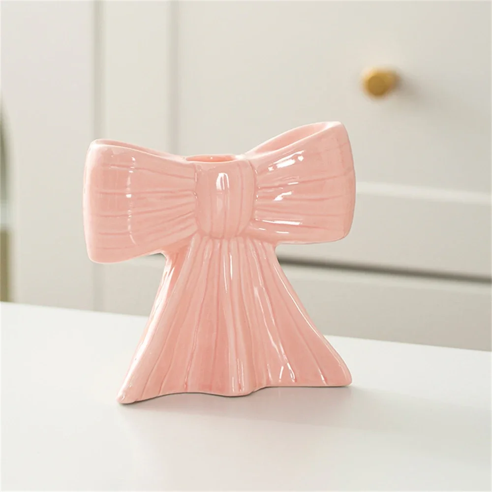 Korean Style Girl's Heart Butterfly Bow Candle Holder Ceramic Aromatherapy Candle Holder Candle Holder Shooting Prop Ornament
