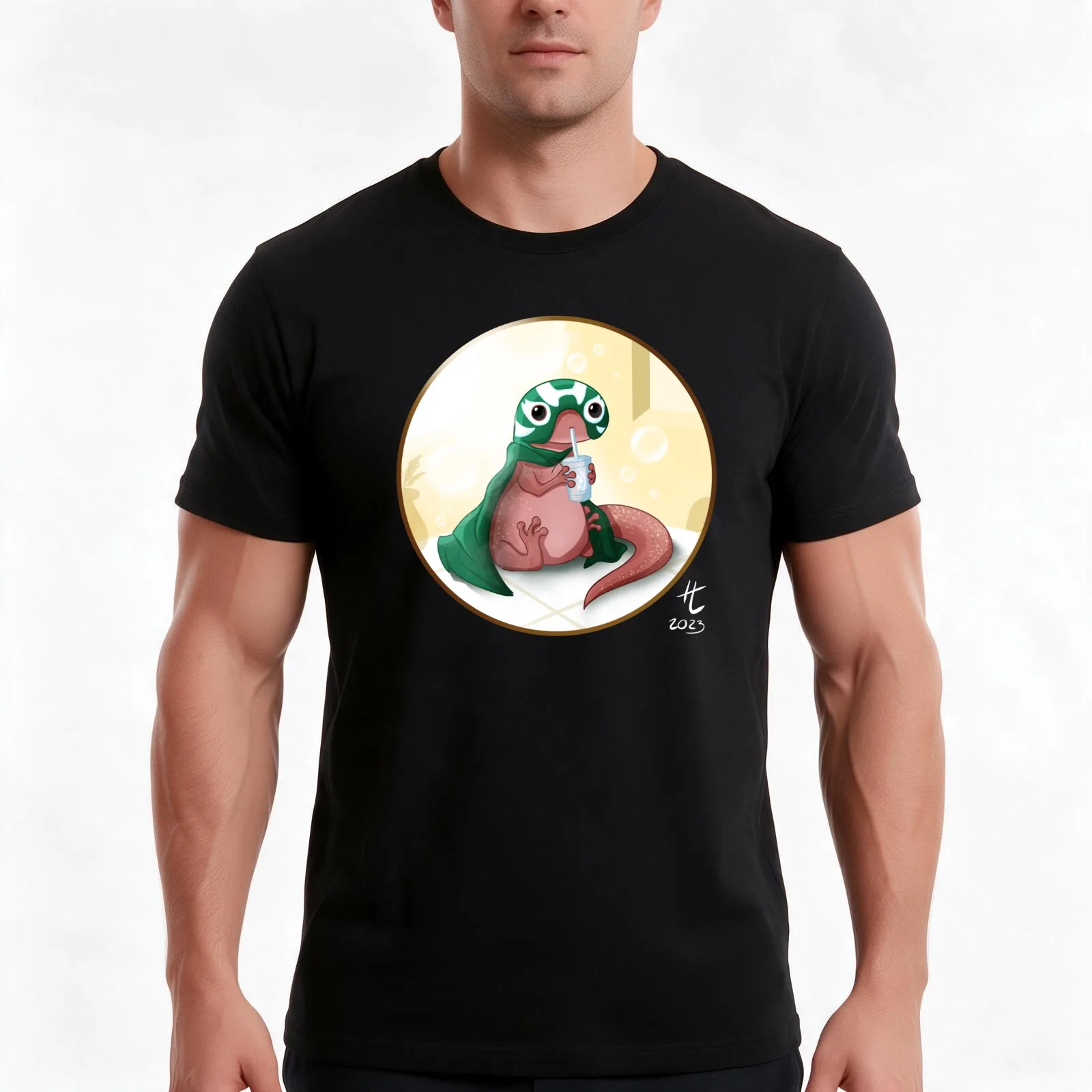 Salamander Luchador PFP T-Shirt, Summer Casual Cotton Tee, Oversized Streetwear Tops, Vintage Graphic Print, Unisex Men Women