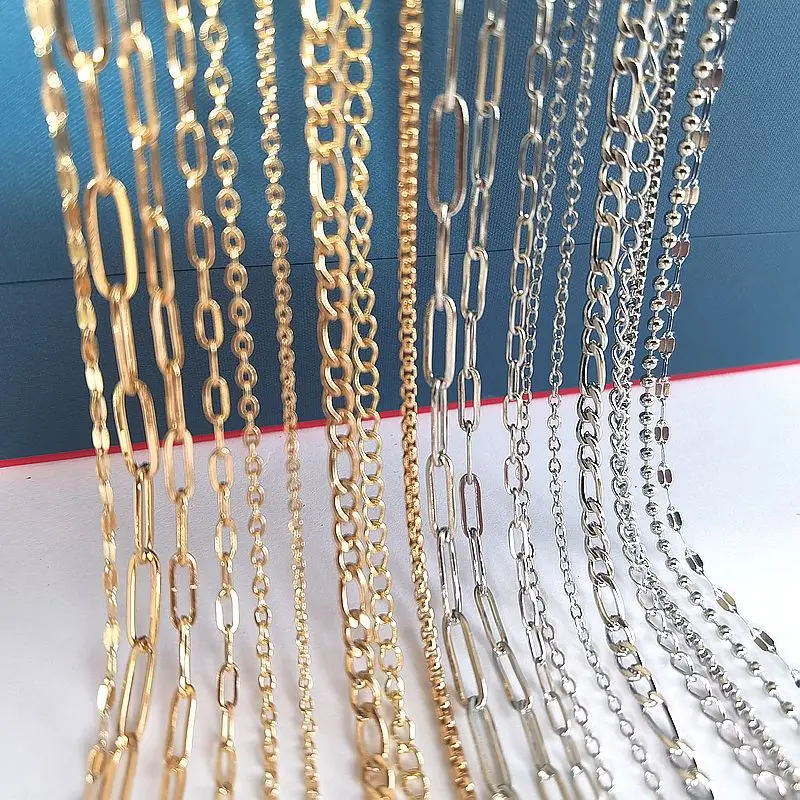 Kein Verblassen, 2 Meter Edelstahlketten für die Schmuckherstellung, DIY-Halskette, Armband, Zubehör, Goldkette, Lippen, Perlen, Perlenkette – Detail 4