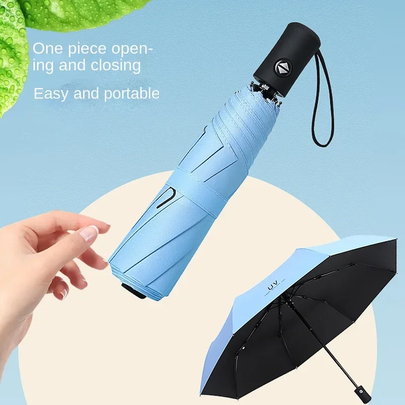 

Fully Automatic UV Umbrella Three-fold Sun Protection Rain or Shine Umbrella Manual Folding Umbrella for Women