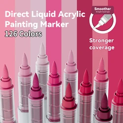 Languo 9pcs/box Soft Brush Acrylic Marker Pen Set，DIY Hand Drawn,Paint Art Markers pens,Student Graffiti Acrylic Paint Pens