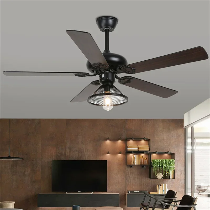 AFRA European Luxury LED Fan Light American Retro  Living Room Restaurant Bedroom Ceiling Fan Light Remote Electric Fan Light