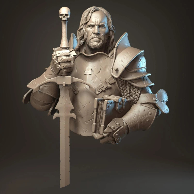 Kit de modelo de busto de resina fundida a presión, escala 1/12, 85mm, estatua de guerrero Knightly Order con 2 cabezales sin montar y sin pintar